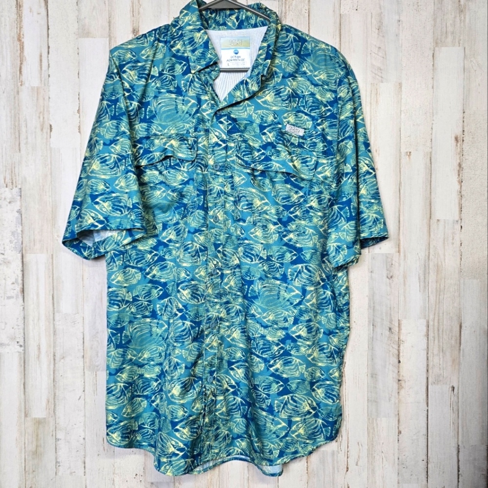 Vented Fishing Shirt Men's Large Lightweight Ovean & Coast L Beach Tropical